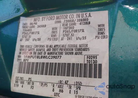 1998 Ford Expedition Eddie Bauer/Xlt from USA, damaged, VIN 1FMPU18L8WLC39077